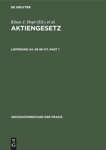 Aktiengesetz: Lieferung 24 §§ 95-117