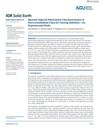 Spectral Induced Polarization Characterization of Non-Consolidated Clays for Varying Salinities—An Experimental Study