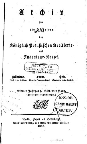 Archiv für die Offiziere der Königlich Preußischen Artillerie- und Ingenieur-Korps