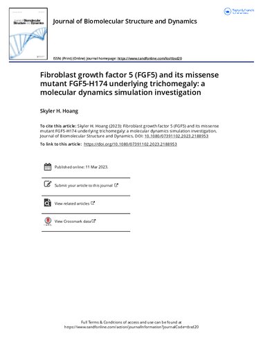 Fibroblast growth factor 5 FGF5 and its missense mutant FGF5 H174 underlying trichomegaly a molecular dynamics simulation investigation