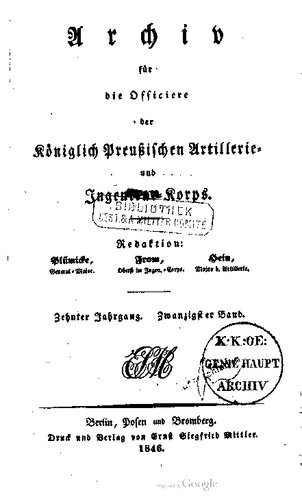 Archiv für die Offiziere der Königlich Preußischen Artillerie- und Ingenieur-Korps