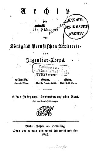 Archiv für die Offiziere der Königlich Preußischen Artillerie- und Ingenieur-Korps