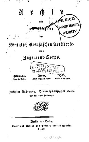 Archiv für die Offiziere der Königlich Preußischen Artillerie- und Ingenieur-Korps