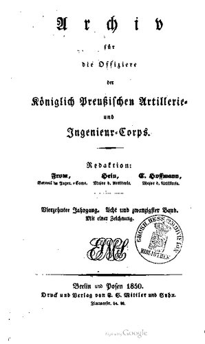 Archiv für die Offiziere der Königlich Preußischen Artillerie- und Ingenieur-Korps