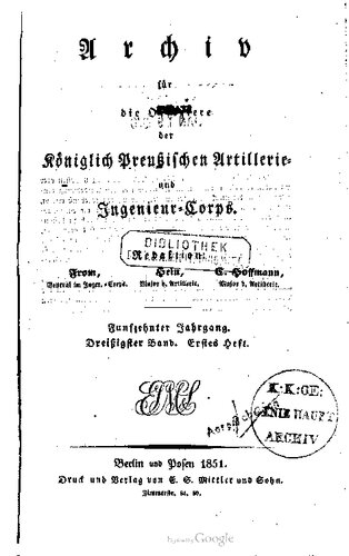 Archiv für die Offiziere der Königlich Preußischen Artillerie- und Ingenieur-Korps