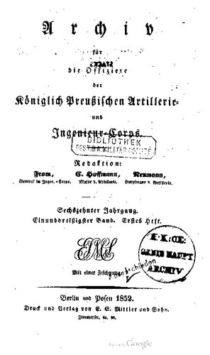 Archiv für die Offiziere der Königlich Preußischen Artillerie- und Ingenieur-Korps