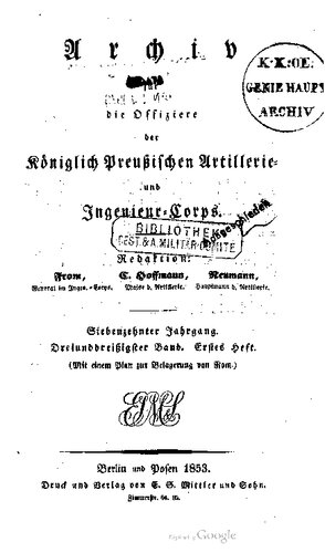 Archiv für die Offiziere der Königlich Preußischen Artillerie- und Ingenieur-Korps