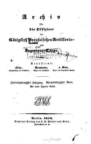 Archiv für die Offiziere der Königlich Preußischen Artillerie- und Ingenieur-Korps