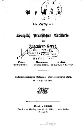 Archiv für die Offiziere der Königlich Preußischen Artillerie- und Ingenieur-Korps