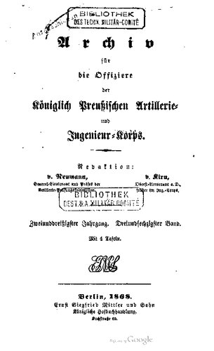 Archiv für die Offiziere der Königlich Preußischen Artillerie- und Ingenieur-Korps