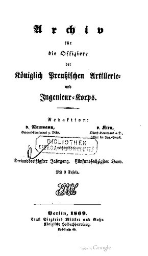 Archiv für die Offiziere der Königlich Preußischen Artillerie- und Ingenieur-Korps