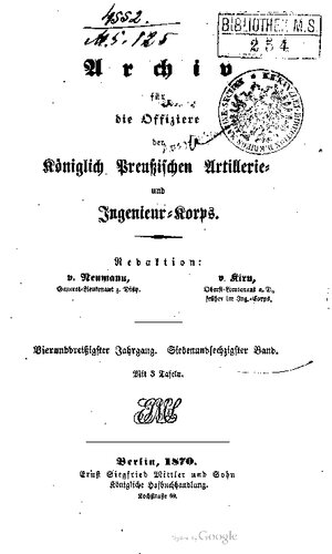 Archiv für die Offiziere der Königlich Preußischen Artillerie- und Ingenieur-Korps