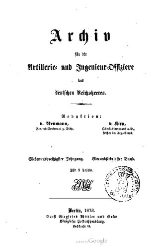 Archiv für die Artillerie- und Ingenieur-Offiziere des deutschen Reichsheeres