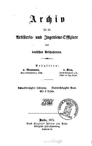 Archiv für die Artillerie- und Ingenieur-Offiziere des deutschen Reichsheeres