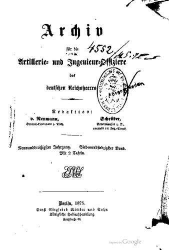 Archiv für die Artillerie- und Ingenieur-Offiziere des deutschen Reichsheeres