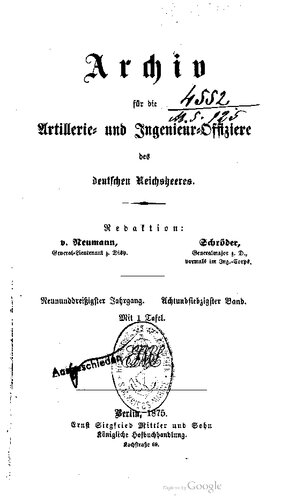 Archiv für die Artillerie- und Ingenieur-Offiziere des deutschen Reichsheeres