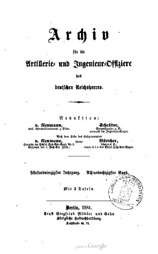 Archiv für die Artillerie- und Ingenieur-Offiziere des deutschen Reichsheeres