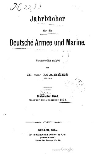 Jahrbücher für die Deutsche Armee und Marine / Oktober bis Dezember 1874