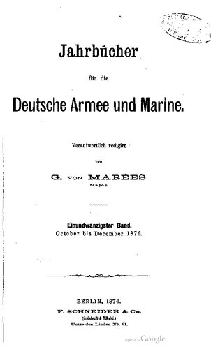 Jahrbücher für die Deutsche Armee und Marine / Oktober bis Dezember 1876