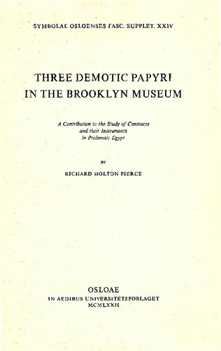 Three Demotic Papyri in the Brooklyn Museum