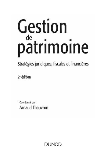 Gestion de patrimoine 2e édition (Management Sup) (French Edition)