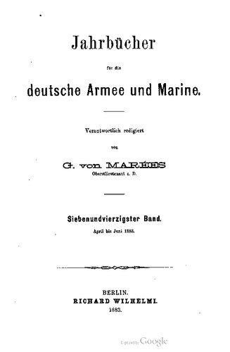 Jahrbücher für die Deutsche Armee und Marine / April bis Juni 1883