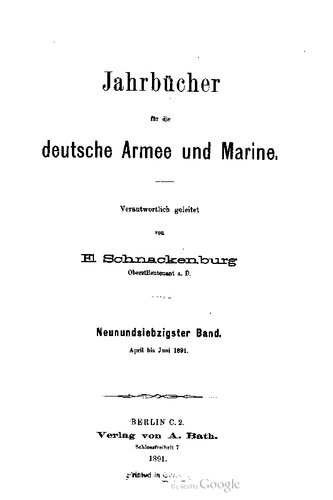 Jahrbücher für die Deutsche Armee und Marine / April bis Juni 1891