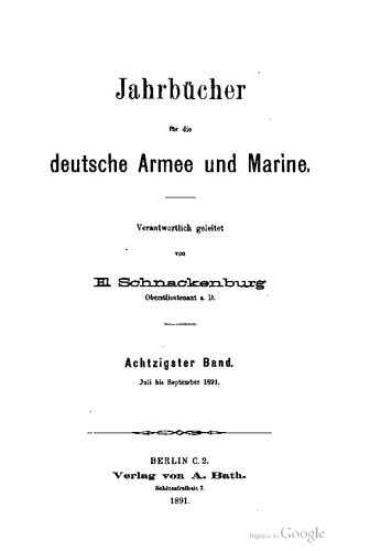 Jahrbücher für die Deutsche Armee und Marine / Juli bis September 1891