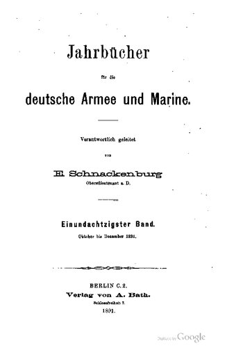 Jahrbücher für die Deutsche Armee und Marine / Oktober bis Dezember 1891