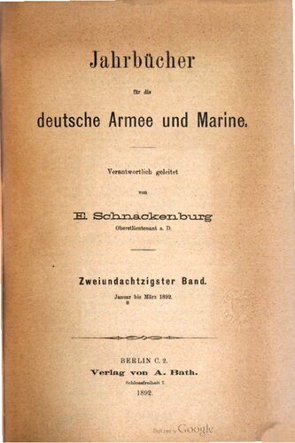 Jahrbücher für die Deutsche Armee und Marine / Januar bis März 1892