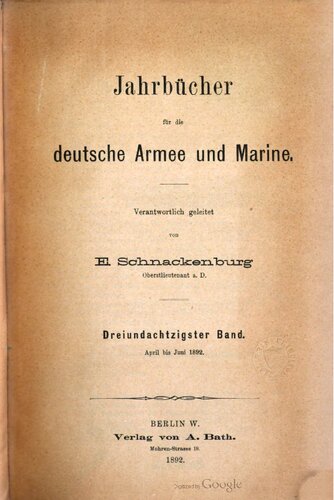 Jahrbücher für die Deutsche Armee und Marine / April bis Juni 1892