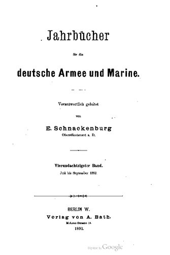 Jahrbücher für die Deutsche Armee und Marine / Juli bis September 1892