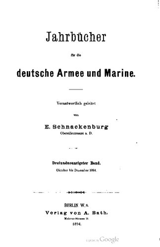 Jahrbücher für die Deutsche Armee und Marine / Oktober bis Dezember 1894