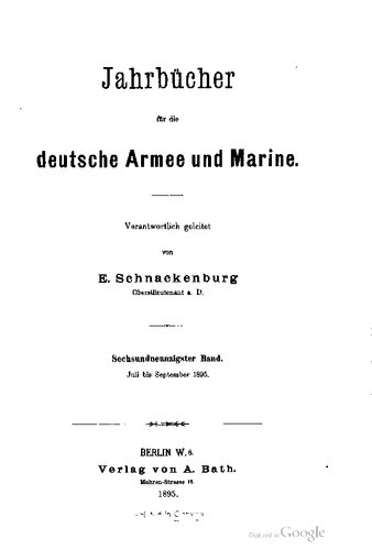 Jahrbücher für die Deutsche Armee und Marine / Juli bis September 1895