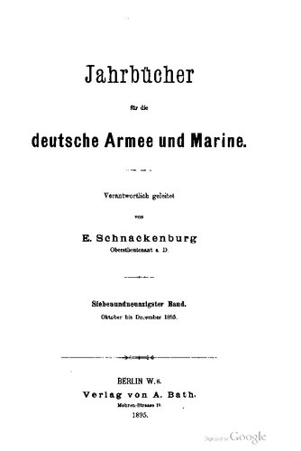 Jahrbücher für die Deutsche Armee und Marine / Oktober bis Dezember 1895