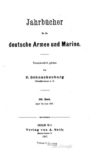 Jahrbücher für die Deutsche Armee und Marine / April bis Juni 1897