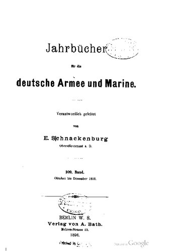 Jahrbücher für die Deutsche Armee und Marine / Oktober bis Dezember 1898