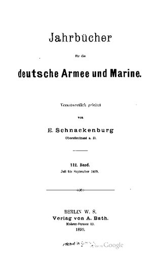 Jahrbücher für die Deutsche Armee und Marine / Juli bis Dezember 1899