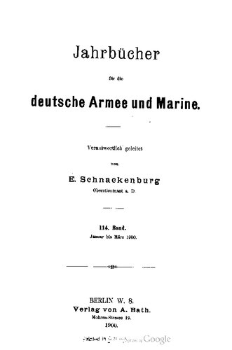 Jahrbücher für die Deutsche Armee und Marine / Januar bis Juni 1900