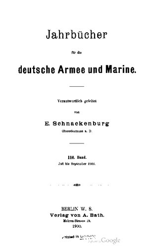 Jahrbücher für die Deutsche Armee und Marine / Juli bis Dezember 1900