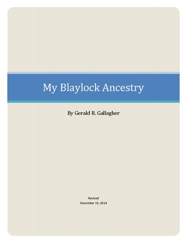 My Blaylock Ancestry