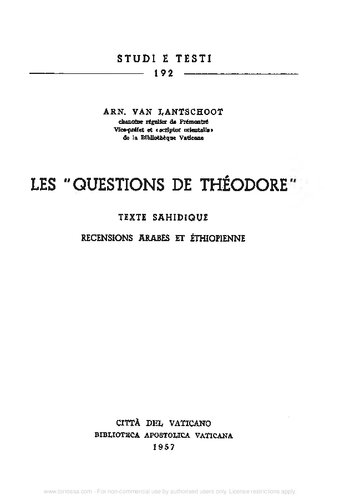 Les Questions de Théodore. Texte Sahidique