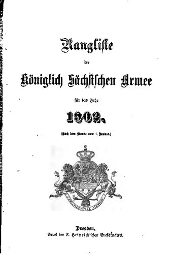 Rangliste der Königlich Sächsischen Armee für das Jahr 1902