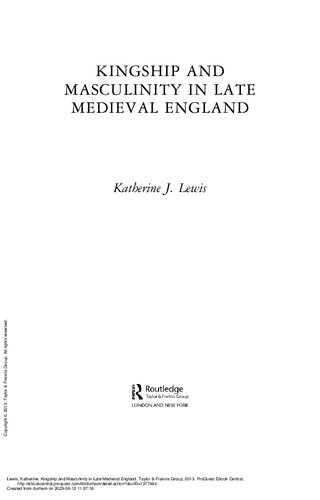 Kingship and Masculinity in Late Medieval England