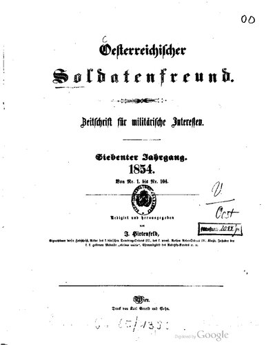 Österreichischer Soldatenfreund. Zeitschrift für militärische Interessen