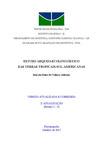 Estudo arqueo-ecolinguístico das terras tropicais sul-americanas