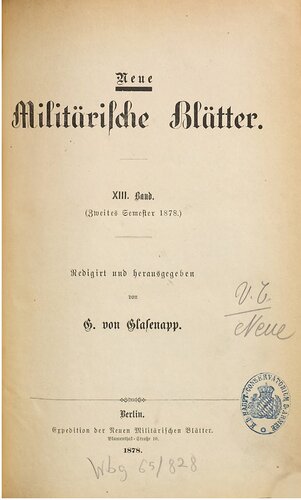 Neue Militärische Blätter / Zwetes Semester 1878