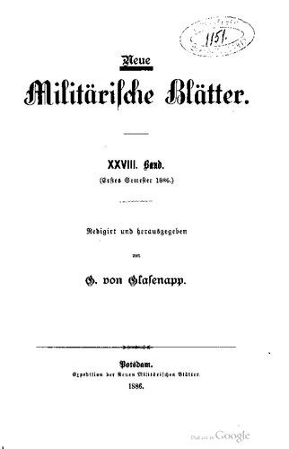 Neue Militärische Blätter / Erstes Semester 1886