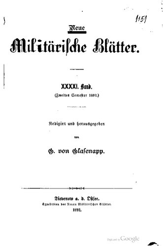 Neue Militärische Blätter / Zweites Semester 1892