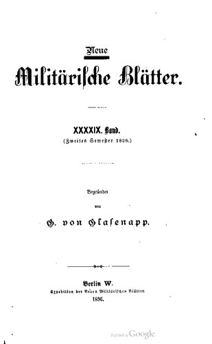 Neue Militärische Blätter / Zweites Semester 1896